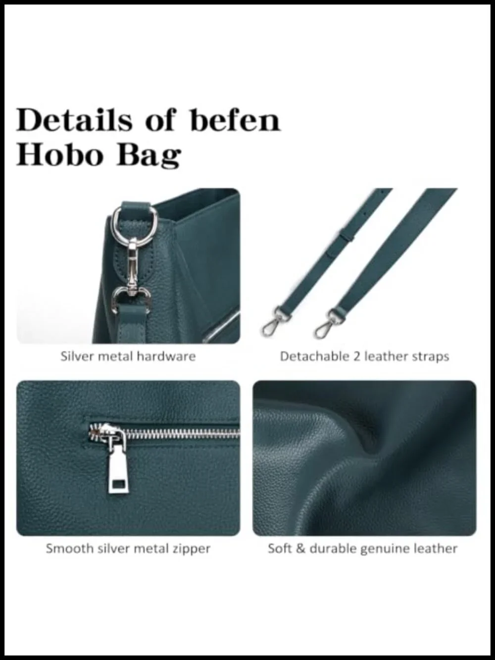 Soft Genuine Leather Hobo Bag Crossbody Shoulder Purse for Women